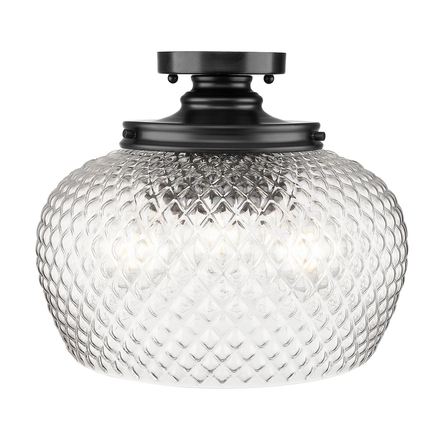 Golden - 1088-3SF BLK-CLR - Three Light Semi-Flush Mount - Adeline - Matte Black