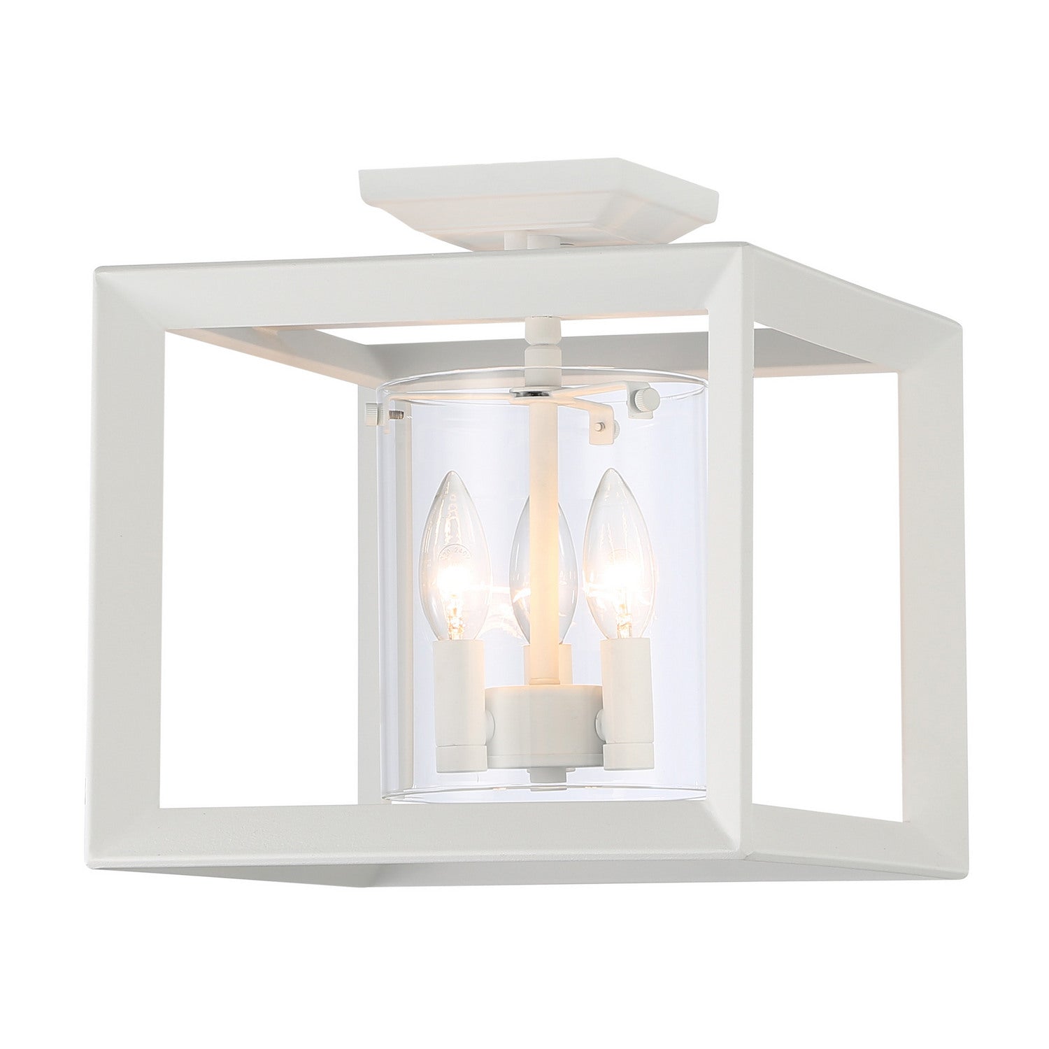 Golden - 2073-SF12 NWT-CLR - Three Light Semi-Flush Mount - Smyth - Natural White