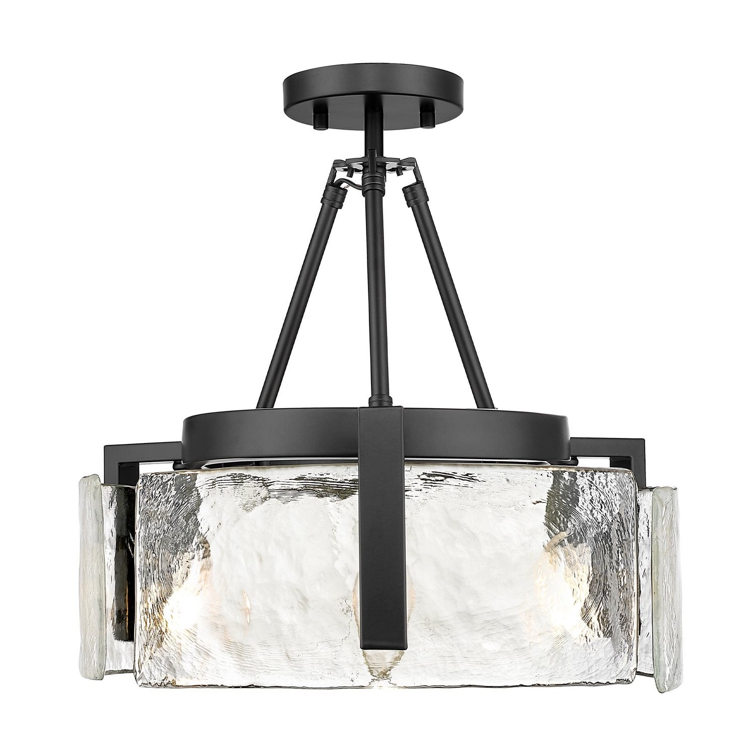 Golden - 3164-3SF BLK-HWG - Three Light Semi-Flush Mount - Aenon - Matte Black