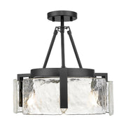 Golden - 3164-3SF BLK-HWG - Three Light Semi-Flush Mount - Aenon - Matte Black