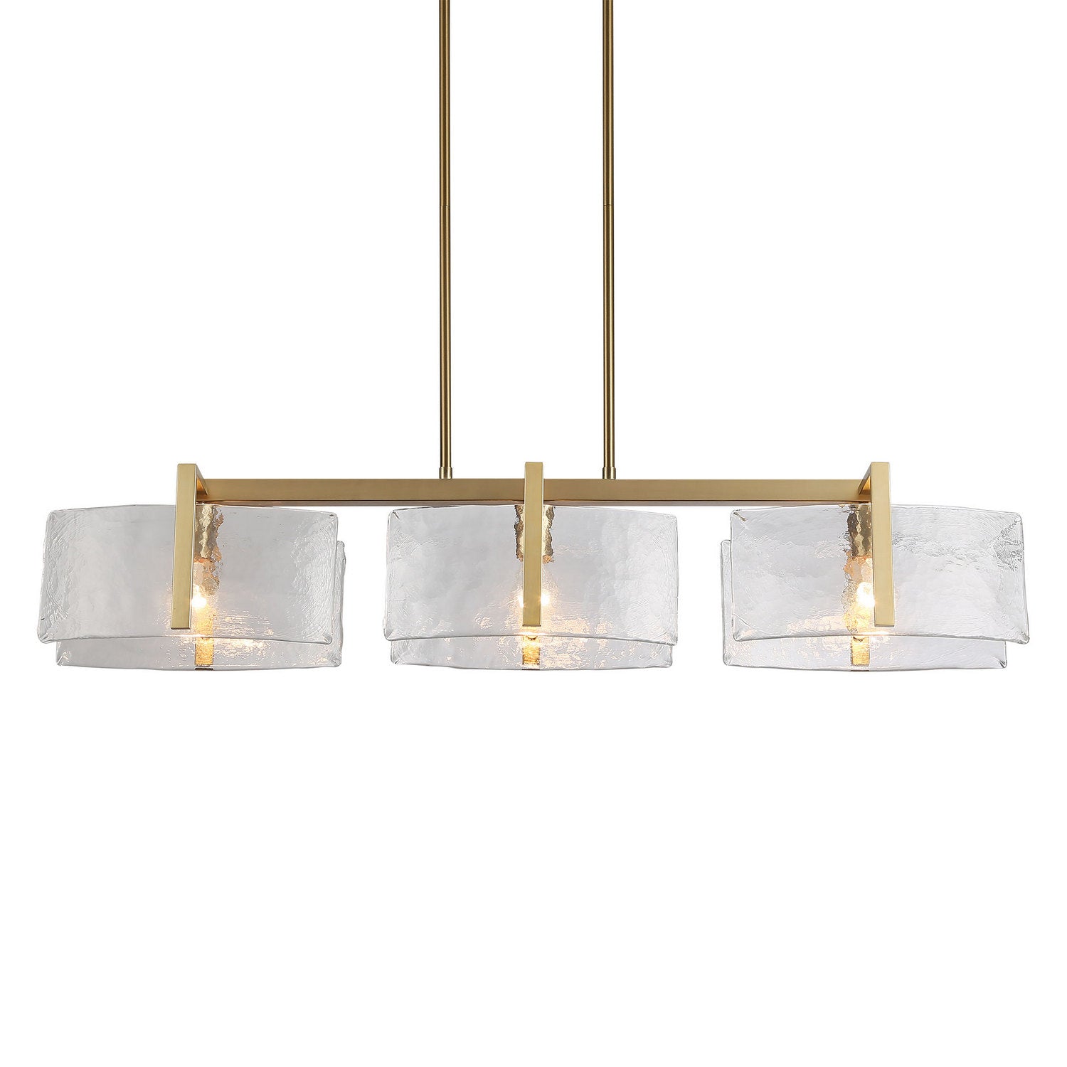Golden - 3164-LP BCB-HWG - Three Light Linear Pendant - Aenon - Brushed Champagne Brass