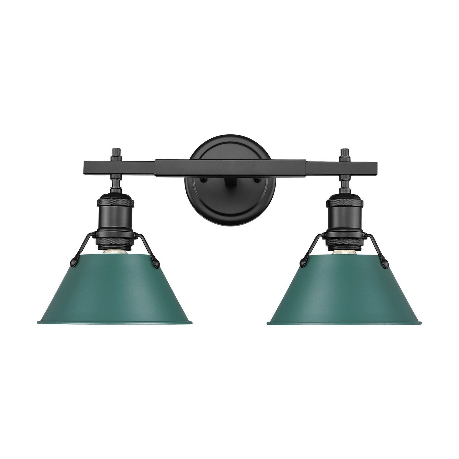 Golden - 3306-BA2 BLK-GN - Two Light Vanity - Orwell - Matte Black