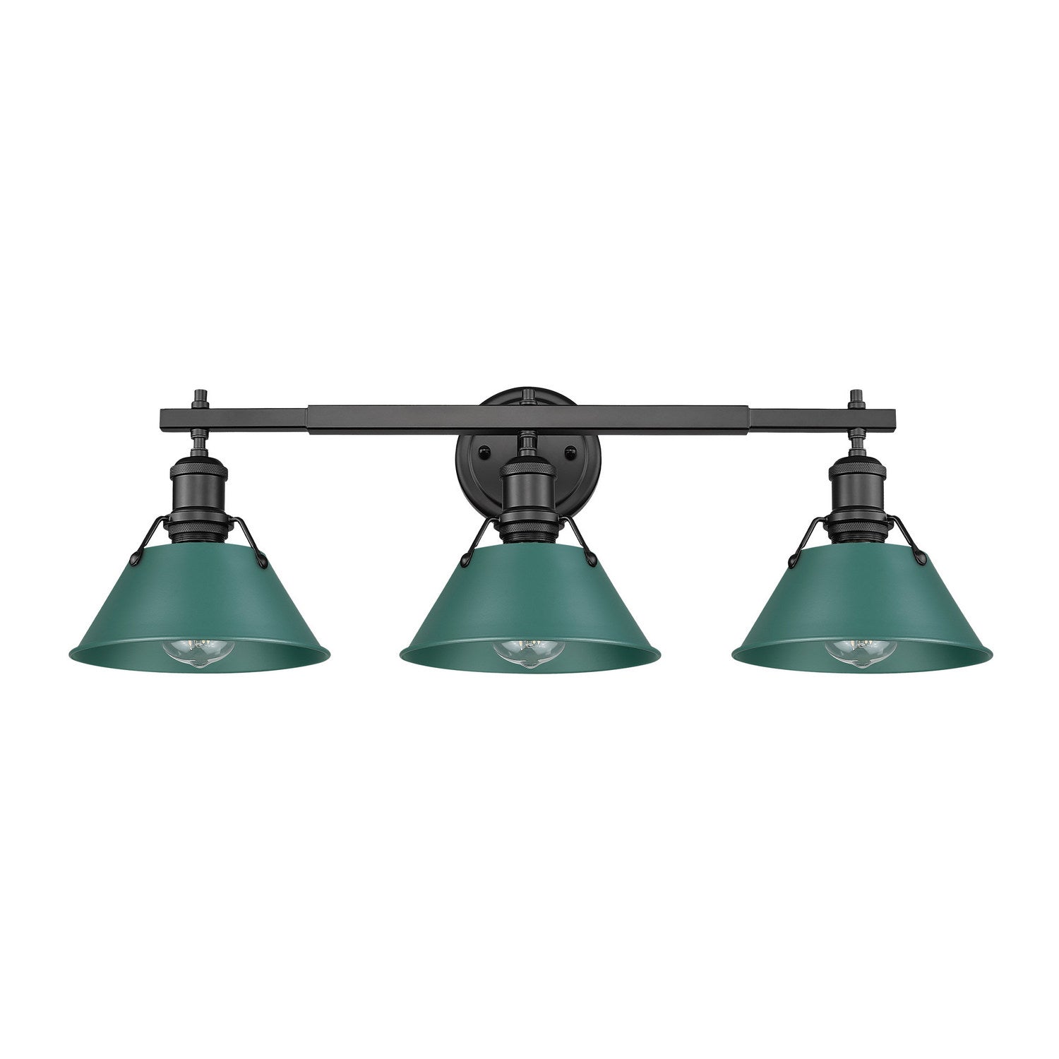Golden - 3306-BA3 BLK-GN - Three Light Vanity - Orwell - Matte Black