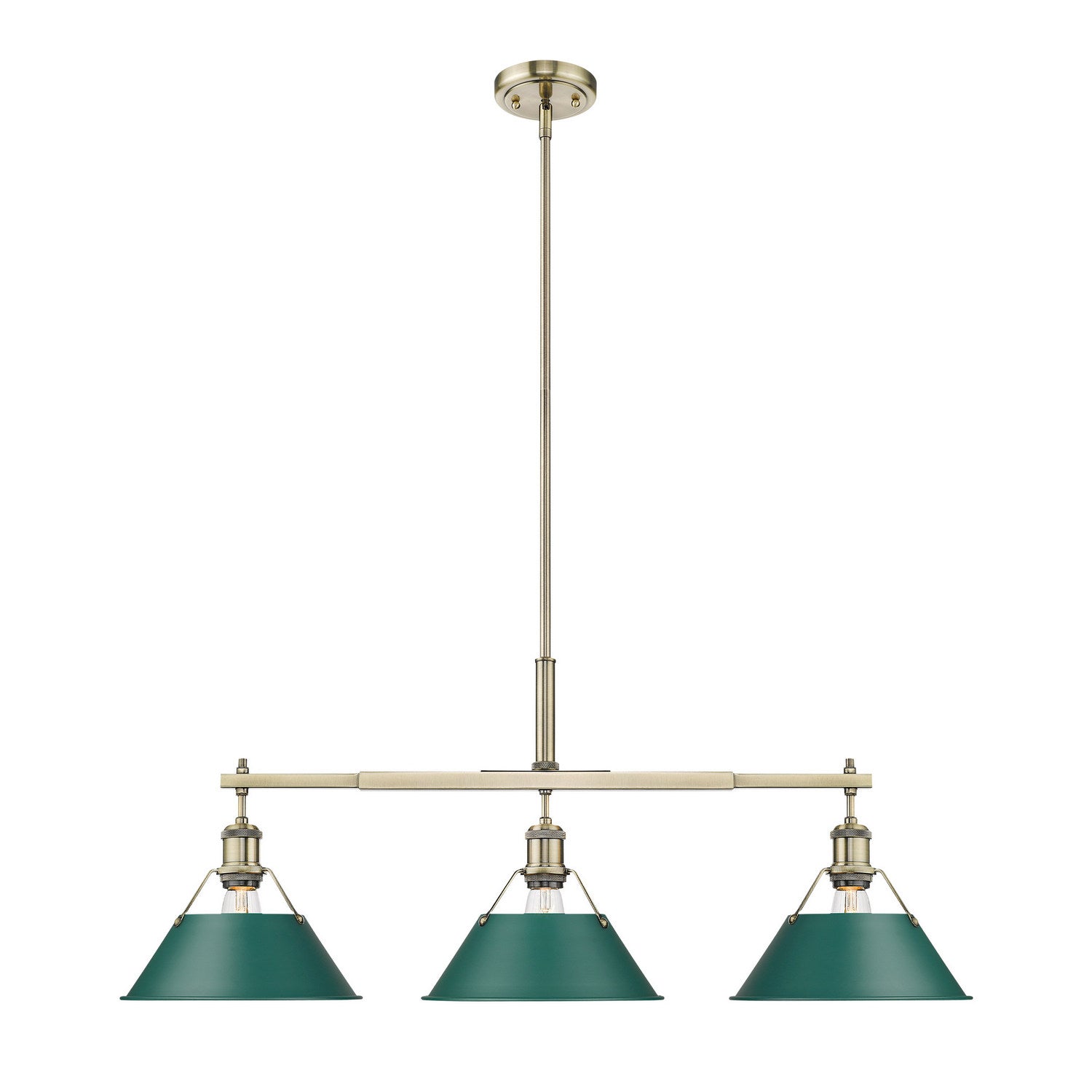 Golden - 3306-LP AB-GN - Three Light Linear Pendant - Orwell - Aged Brass