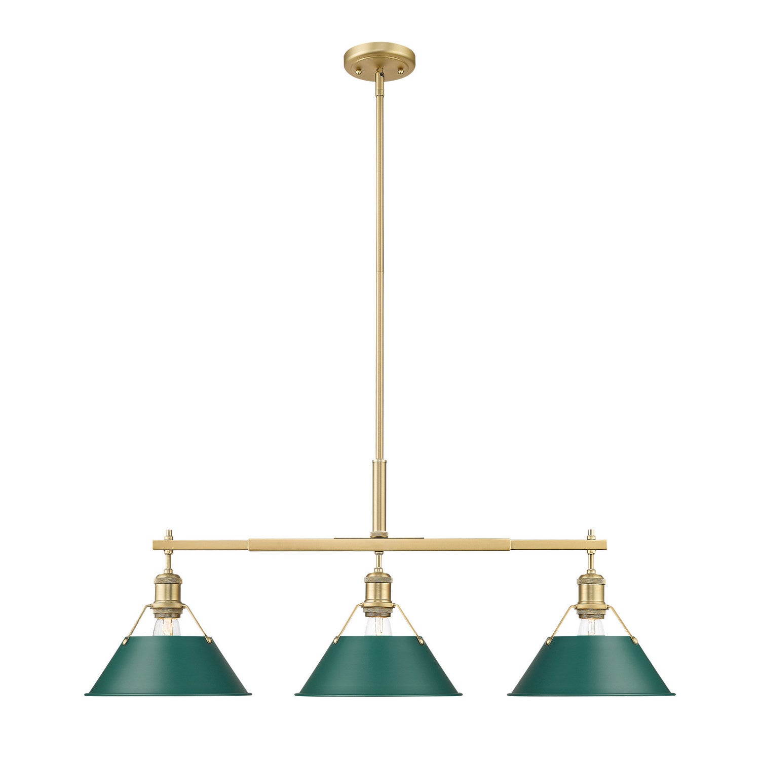 Golden - 3306-LP BCB-GN - Three Light Linear Pendant - Orwell - Brushed Champagne Brass