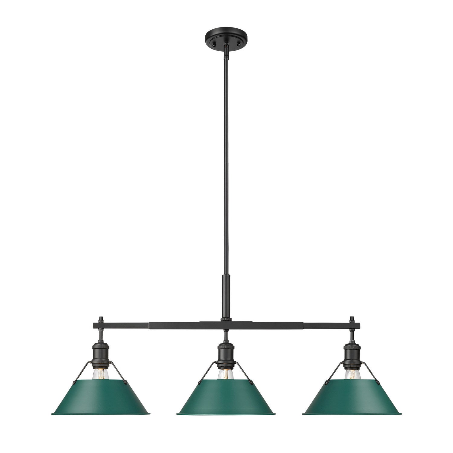 Golden - 3306-LP BLK-GN - Three Light Linear Pendant - Orwell - Matte Black