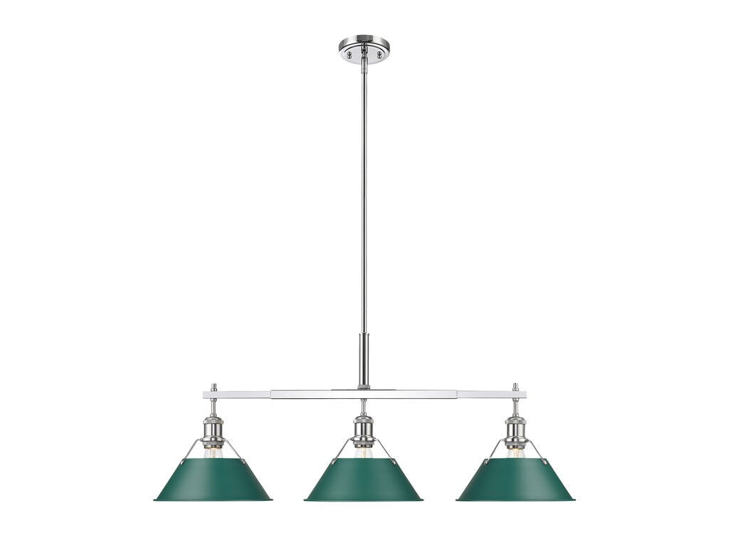 Golden - 3306-LP CH-GN - Three Light Linear Pendant - Orwell - Chrome