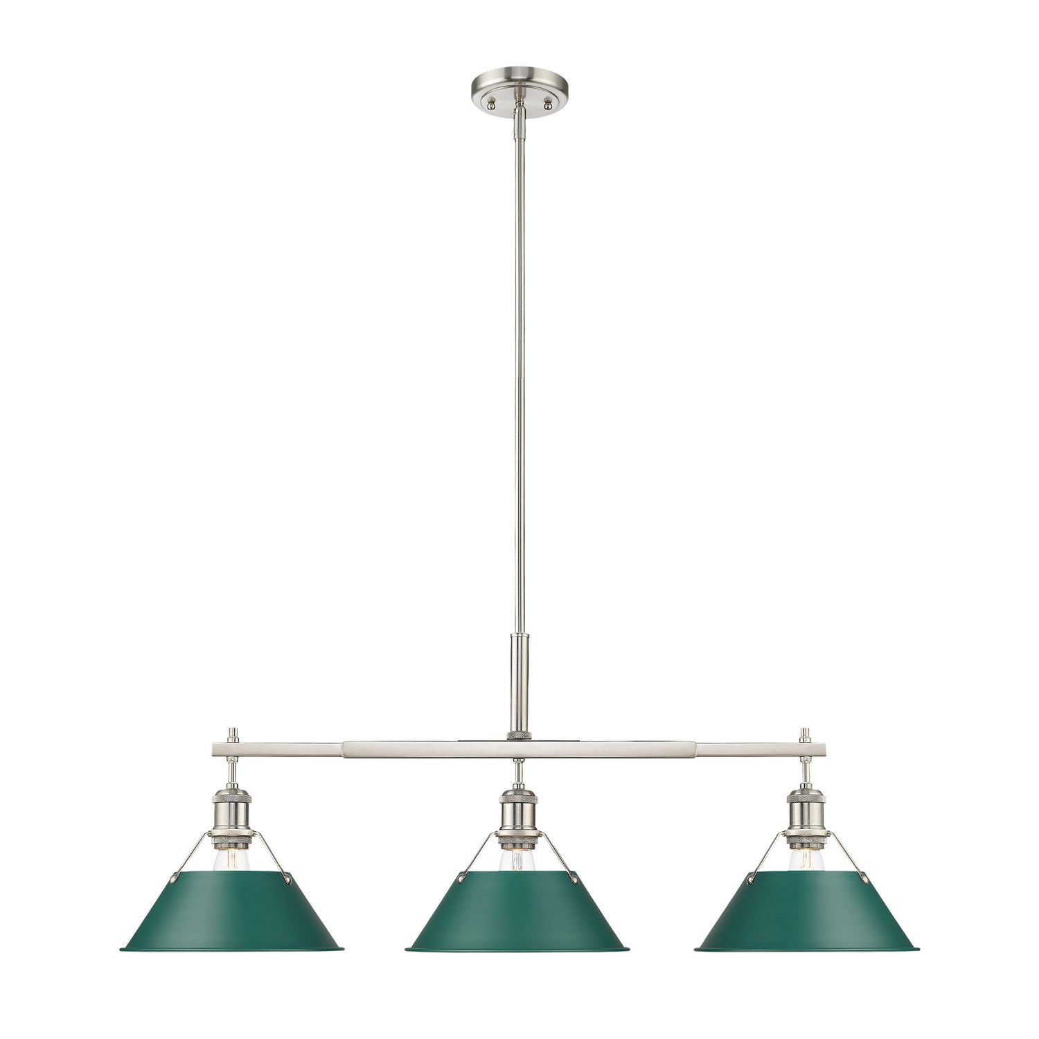 Golden - 3306-LP PW-GN - Three Light Linear Pendant - Orwell - Pewter
