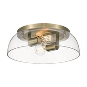 Golden - 3602-14 AB-CLR - Two Light Flush Mount - Duncan - Aged Brass