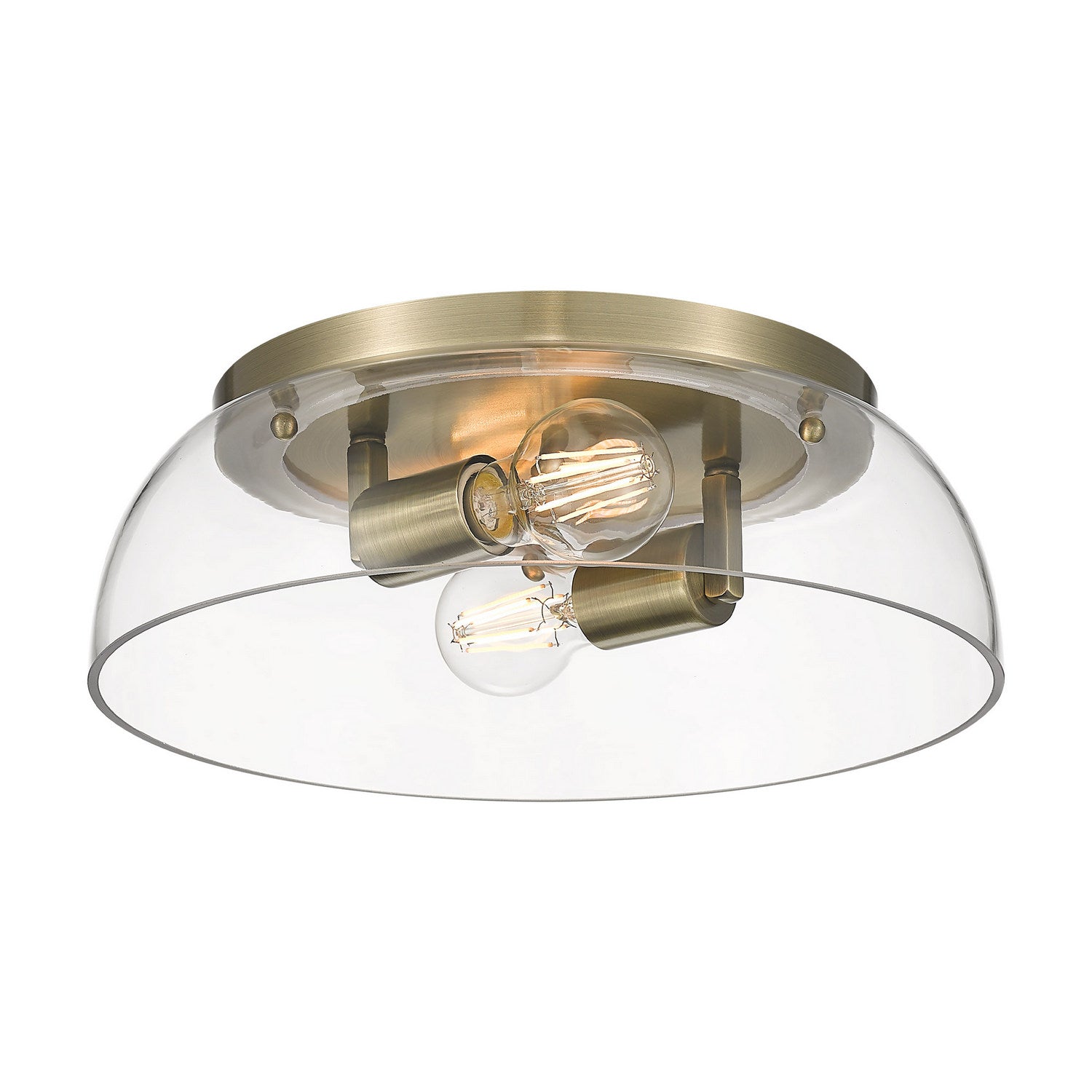 Golden - 3602-14 AB-CLR - Two Light Flush Mount - Duncan - Aged Brass