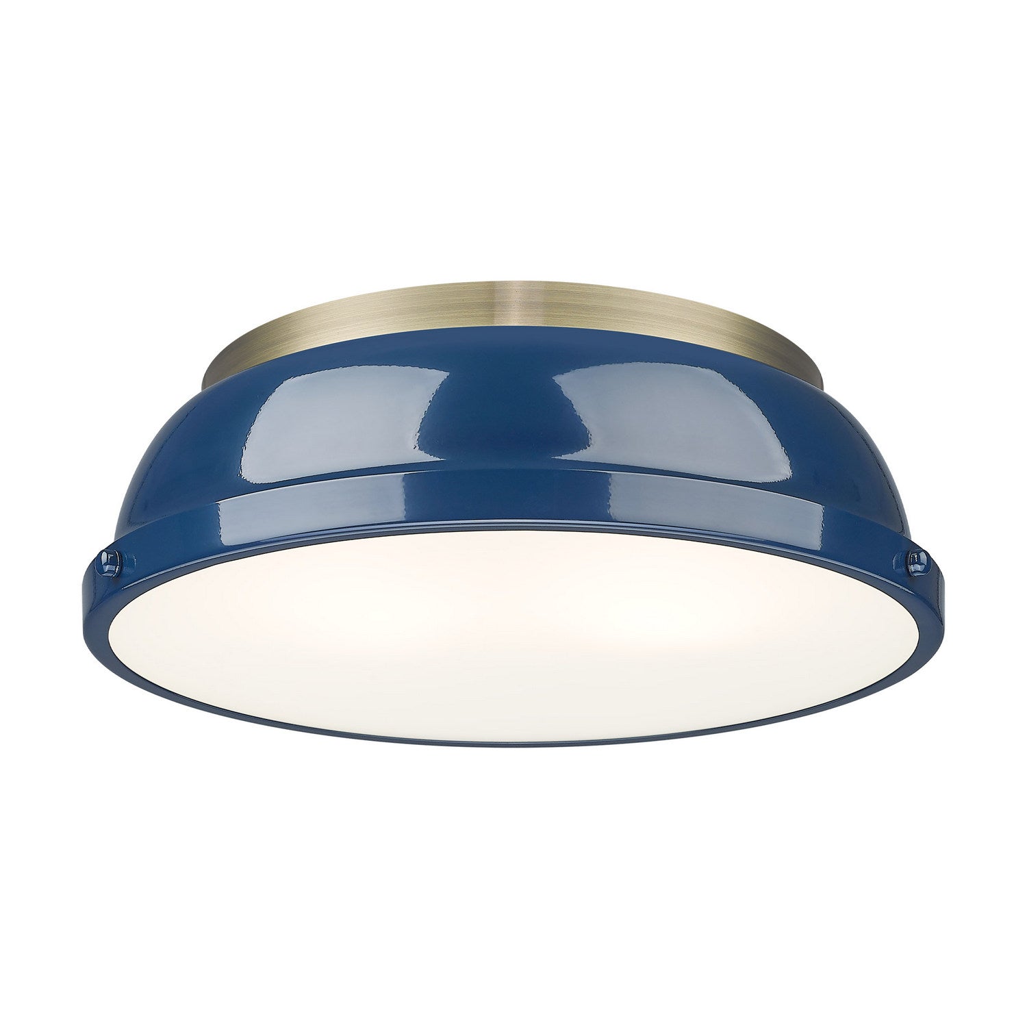 Golden - 3602-14 AB-NVY - Two Light Flush Mount - Duncan - Aged Brass