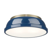 Golden - 3602-14 AB-NVY - Two Light Flush Mount - Duncan - Aged Brass