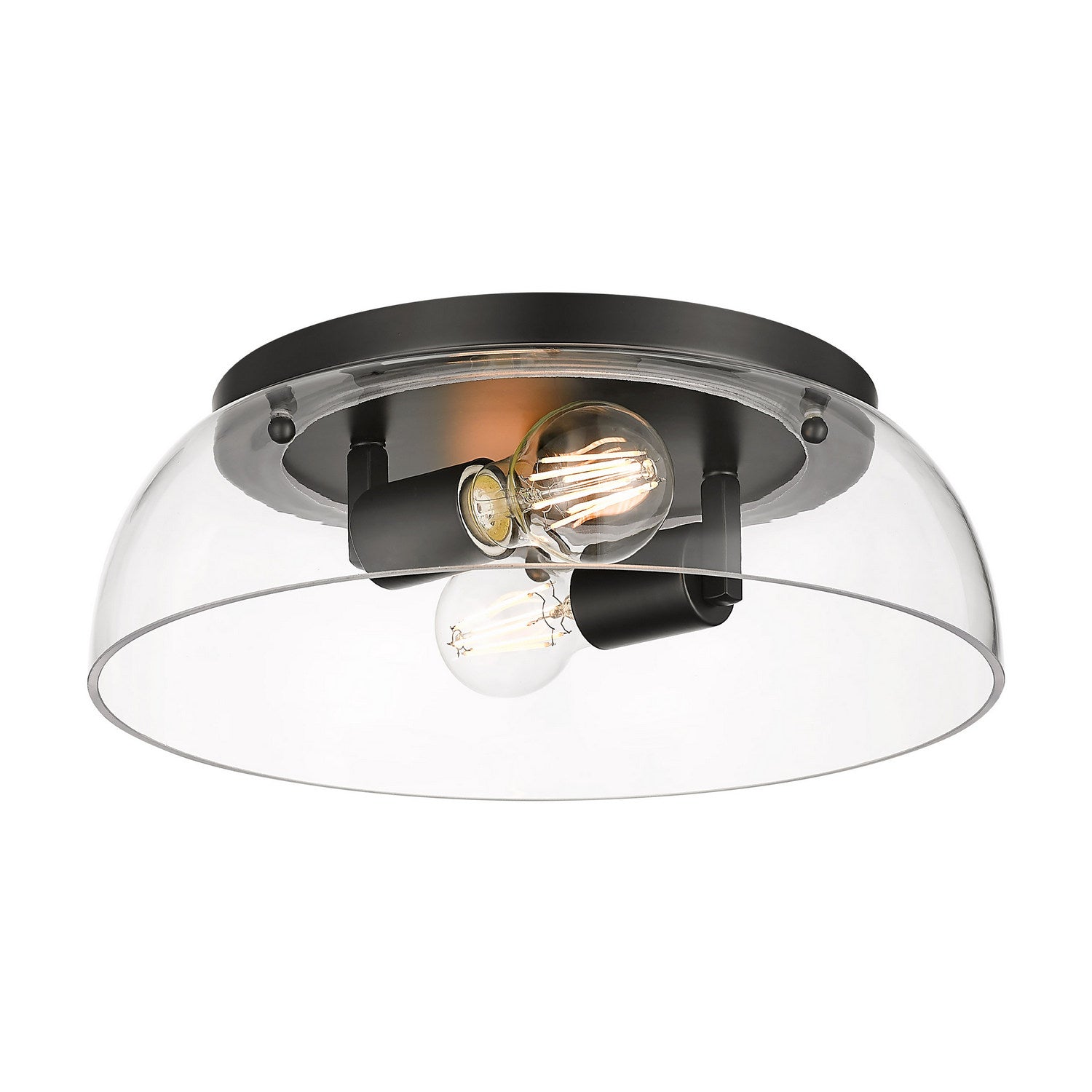 Golden - 3602-14 BLK-CLR - Two Light Flush Mount - Duncan - Matte Black