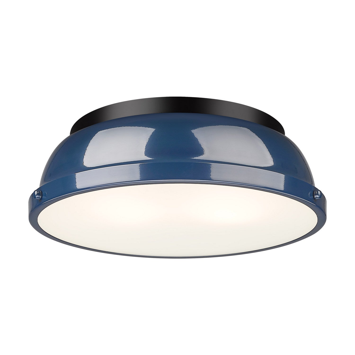 Golden - 3602-14 BLK-NVY - Two Light Flush Mount - Duncan - Matte Black