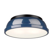 Golden - 3602-14 BLK-NVY - Two Light Flush Mount - Duncan - Matte Black