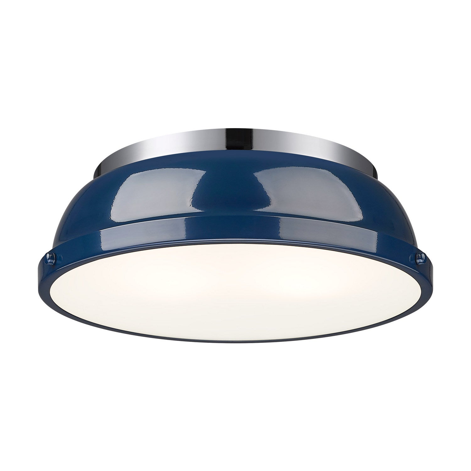 Golden - 3602-14 CH-NVY - Two Light Flush Mount - Duncan - Chrome