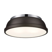 Golden - 3602-14 CH-RBZ - Two Light Flush Mount - Duncan - Chrome