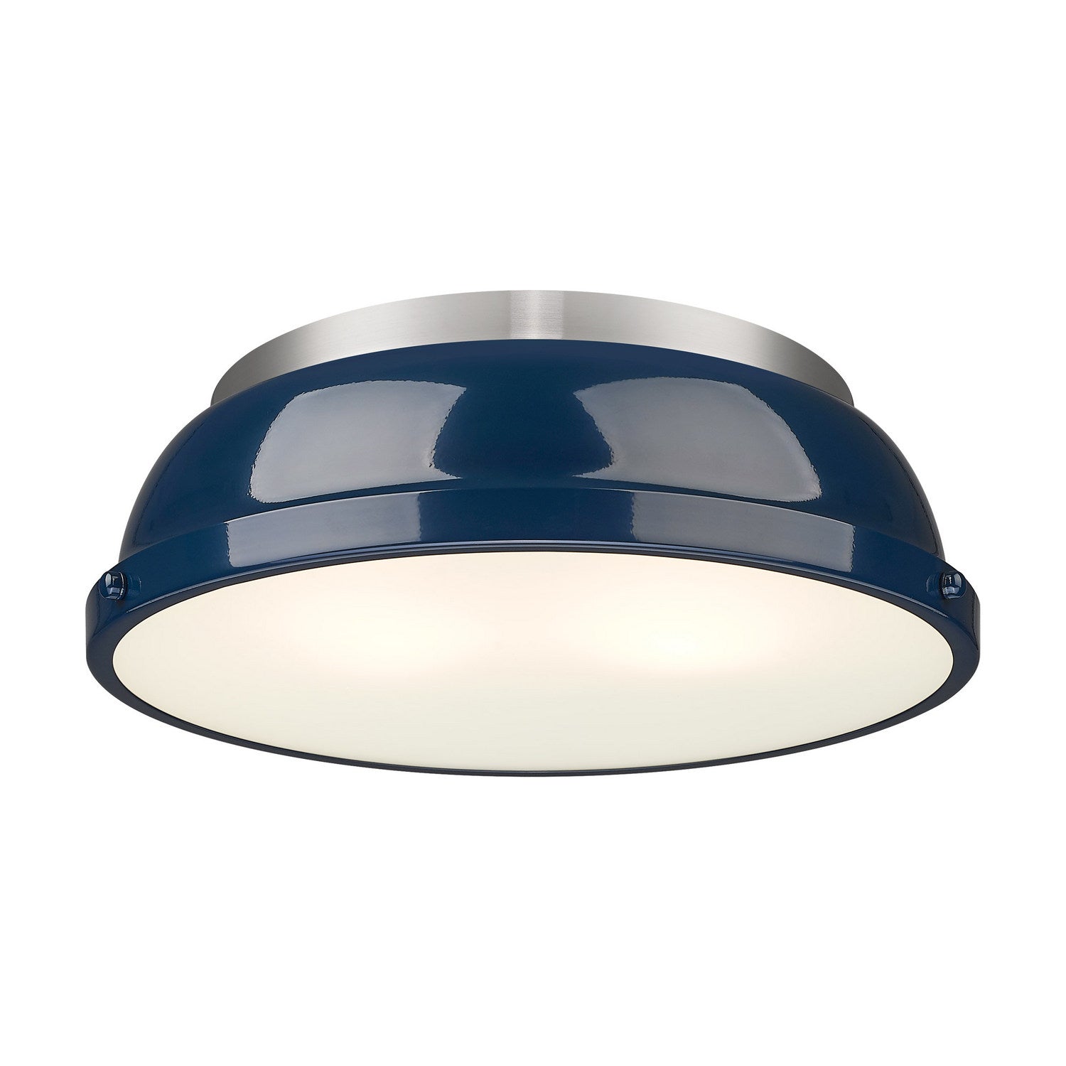 Golden - 3602-14 PW-NVY - Two Light Flush Mount - Duncan - Pewter