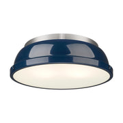 Golden - 3602-14 PW-NVY - Two Light Flush Mount - Duncan - Pewter