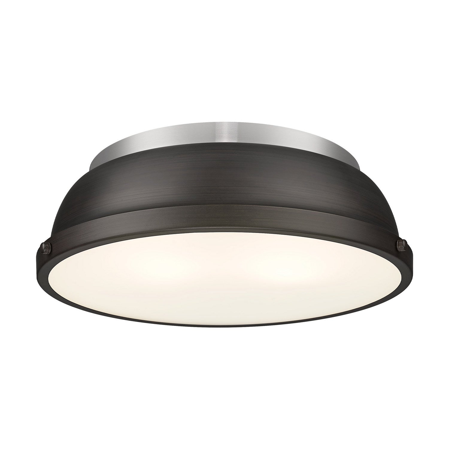 Golden - 3602-14 PW-RBZ - Two Light Flush Mount - Duncan - Pewter