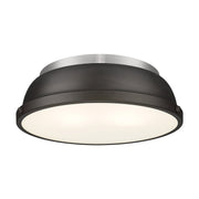 Golden - 3602-14 PW-RBZ - Two Light Flush Mount - Duncan - Pewter