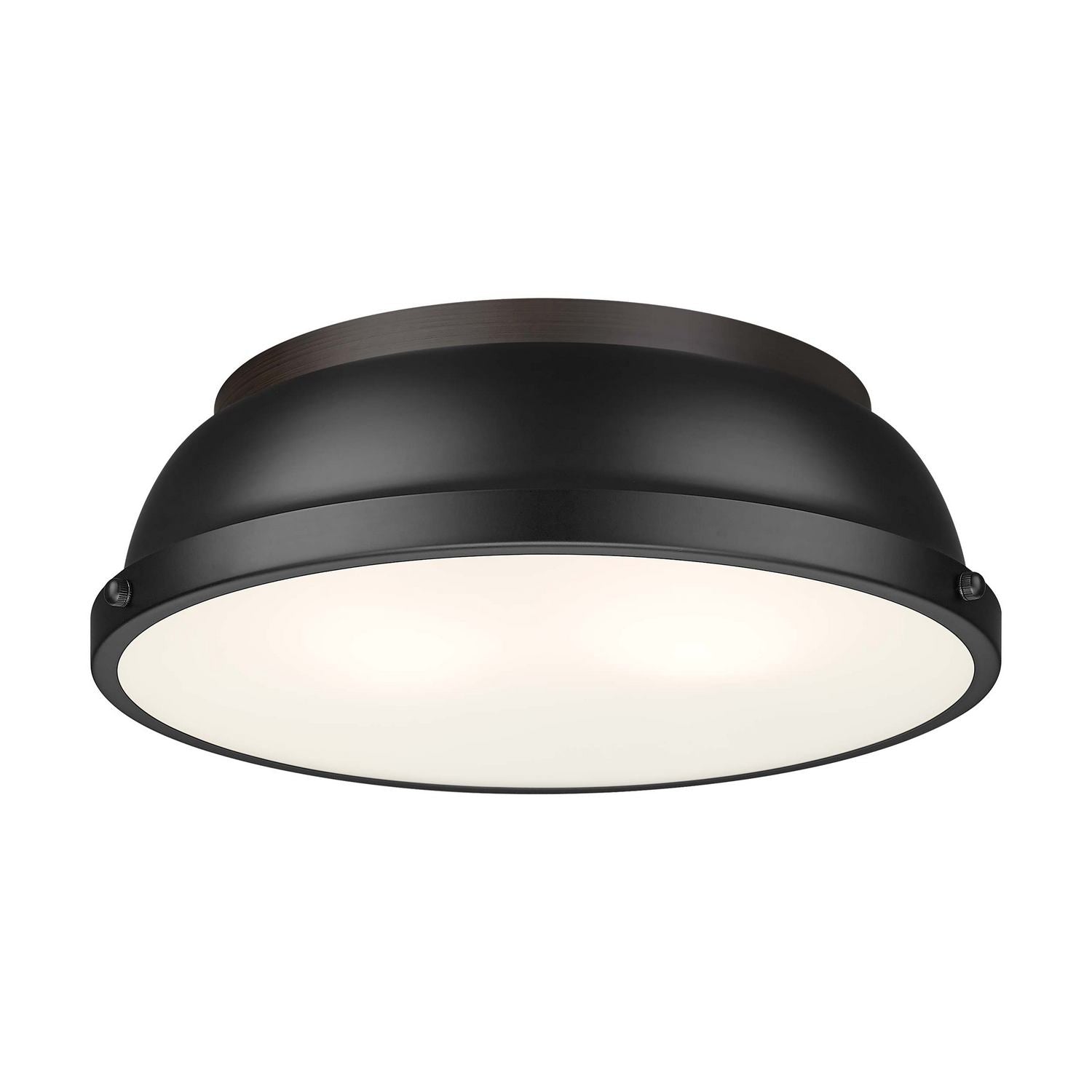 Golden - 3602-14 RBZ-BLK - Two Light Flush Mount - Duncan - Rubbed Bronze