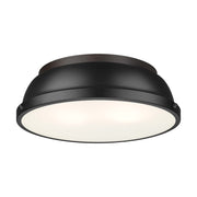 Golden - 3602-14 RBZ-BLK - Two Light Flush Mount - Duncan - Rubbed Bronze