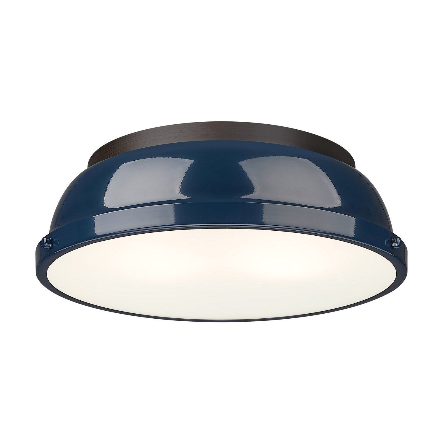 Golden - 3602-14 RBZ-NVY - Two Light Flush Mount - Duncan - Rubbed Bronze