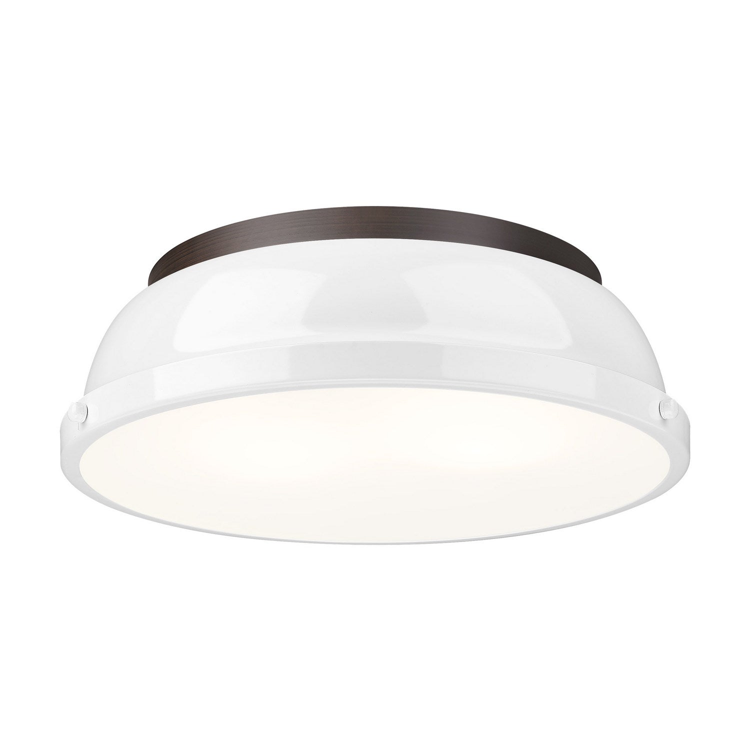 Golden - 3602-14 RBZ-WH - Two Light Flush Mount - Duncan - Rubbed Bronze