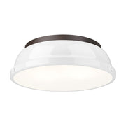 Golden - 3602-14 RBZ-WH - Two Light Flush Mount - Duncan - Rubbed Bronze