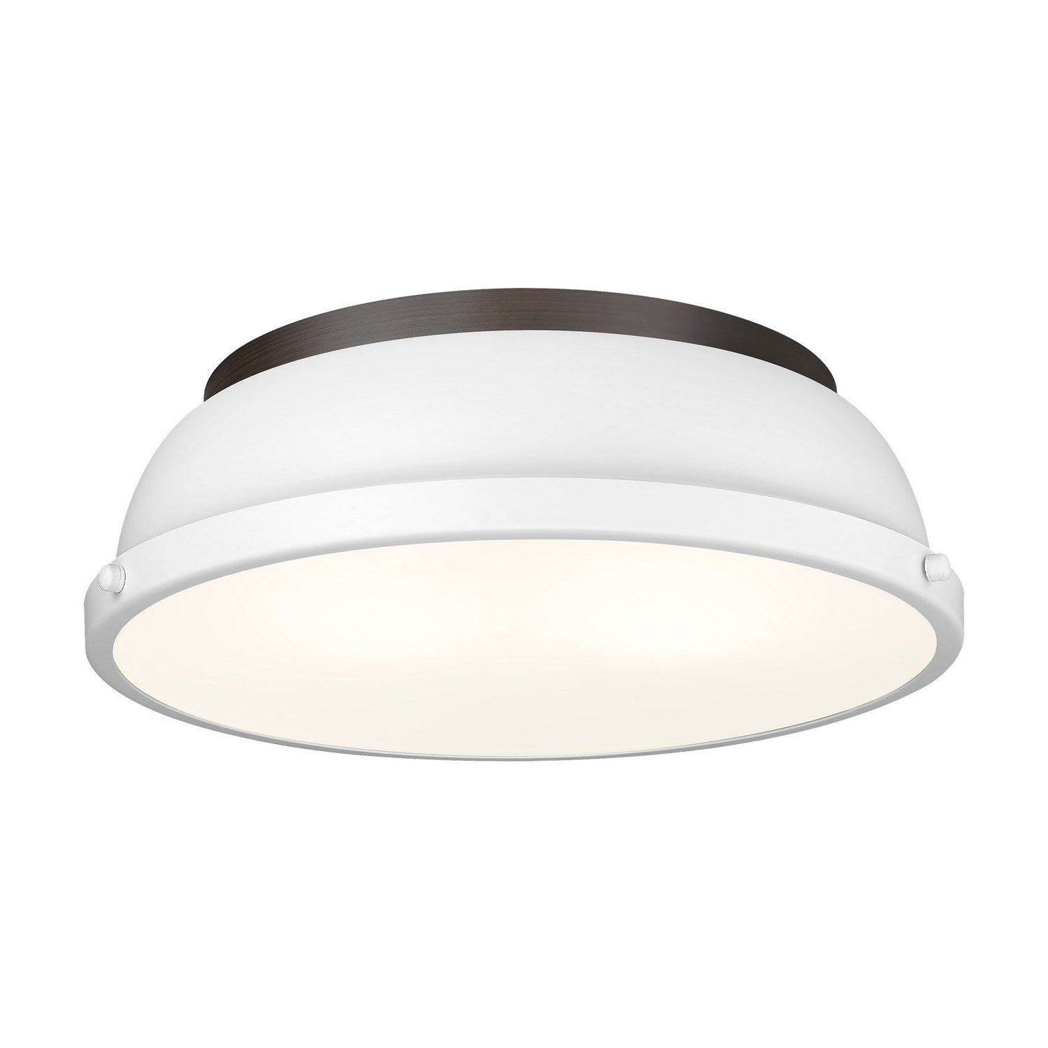 Golden - 3602-14 RBZ-WHT - Two Light Flush Mount - Duncan - Rubbed Bronze