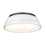 Golden - 3602-14 RBZ-WHT - Two Light Flush Mount - Duncan - Rubbed Bronze
