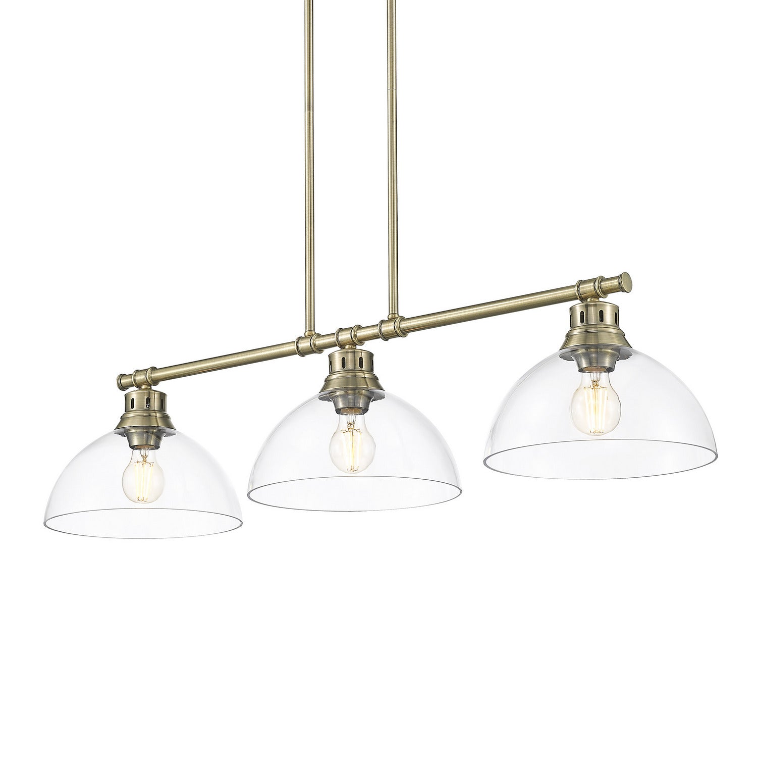 Golden - 3602-3LP AB-CLR - Three Light Linear Pendant - Duncan - Aged Brass