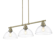 Golden - 3602-3LP AB-CLR - Three Light Linear Pendant - Duncan - Aged Brass