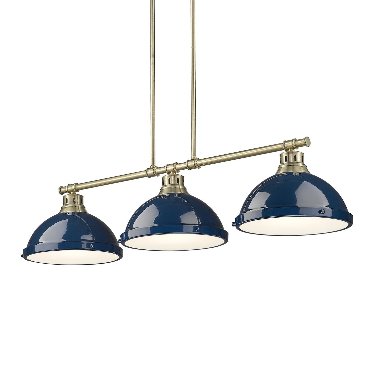 Golden - 3602-3LP AB-NVY - Three Light Linear Pendant - Duncan - Aged Brass