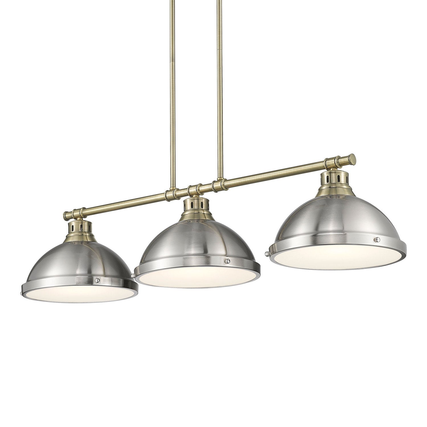 Golden - 3602-3LP AB-PW - Three Light Linear Pendant - Duncan - Aged Brass