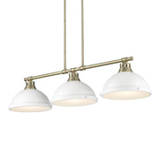 Golden - 3602-3LP AB-WHT - Three Light Linear Pendant - Duncan - Aged Brass