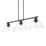 Golden - 3602-3LP BLK-CLR - Three Light Linear Pendant - Duncan - Matte Black