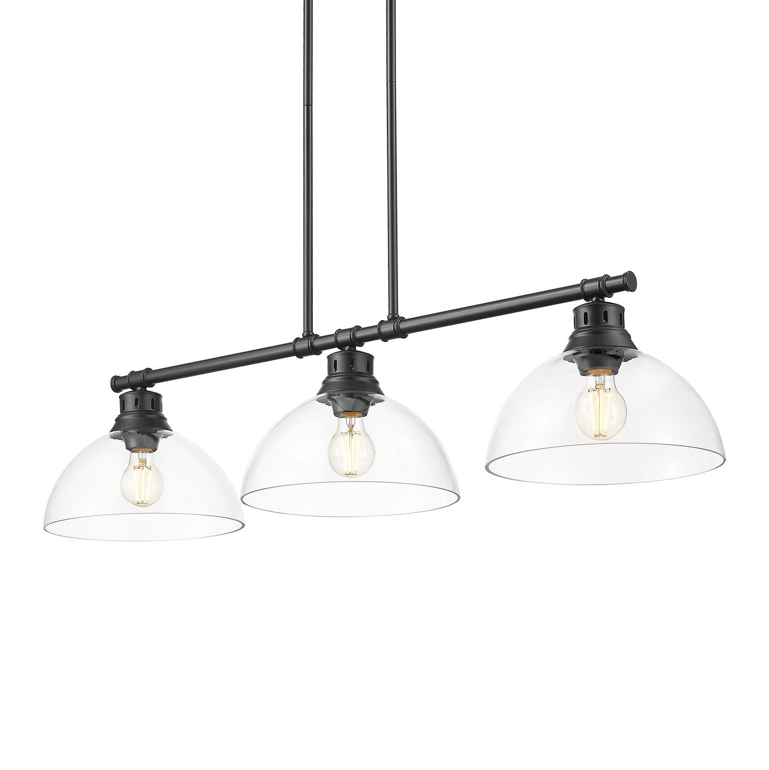 Golden - 3602-3LP BLK-CLR - Three Light Linear Pendant - Duncan - Matte Black