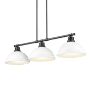 Golden - 3602-3LP BLK-WHT - Three Light Linear Pendant - Duncan - Matte Black