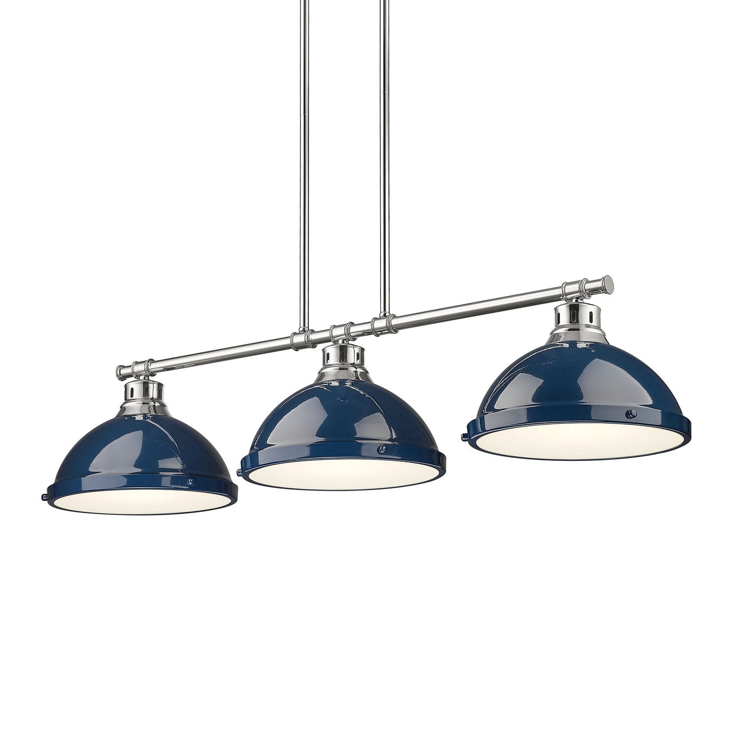 Golden - 3602-3LP CH-NVY - Three Light Linear Pendant - Duncan - Chrome