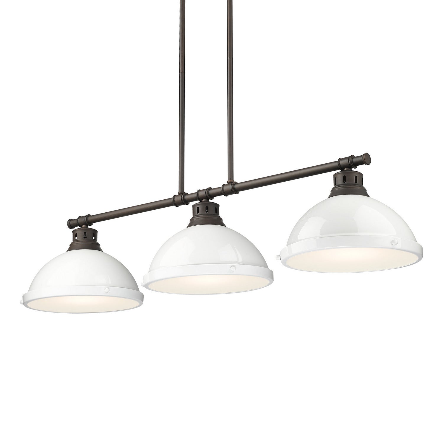Golden - 3602-3LP RBZ-WH - Three Light Linear Pendant - Duncan - Rubbed Bronze