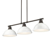 Golden - 3602-3LP RBZ-WH - Three Light Linear Pendant - Duncan - Rubbed Bronze
