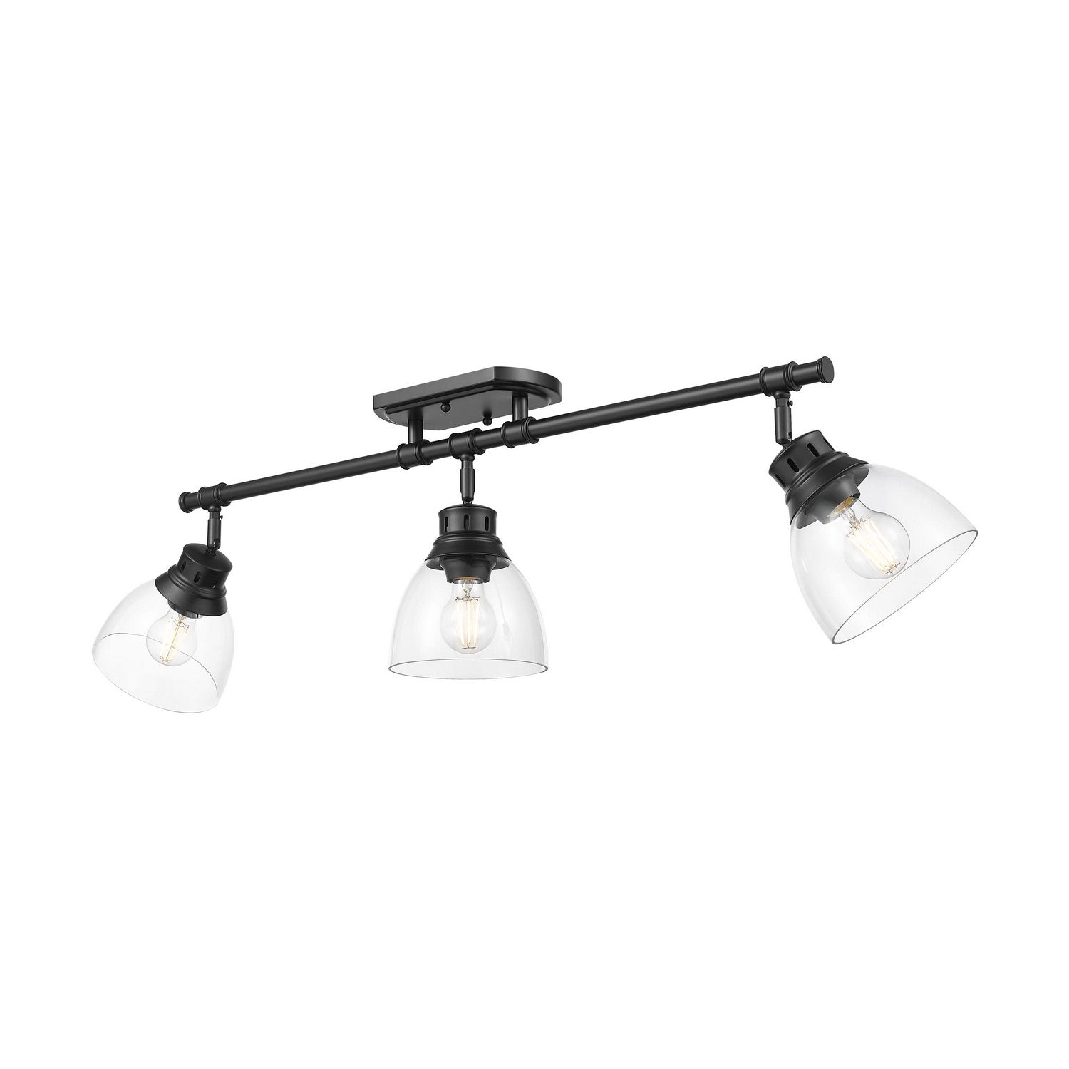 Golden - 3602-3SF BLK-CLR - Three Light Semi-Flush Mount - Duncan - Matte Black