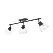 Golden - 3602-3SF BLK-CLR - Three Light Semi-Flush Mount - Duncan - Matte Black