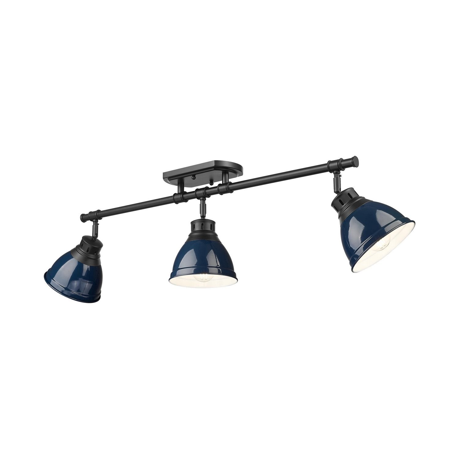 Golden - 3602-3SF BLK-NVY - Three Light Semi-Flush Mount - Duncan - Matte Black
