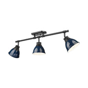 Golden - 3602-3SF BLK-NVY - Three Light Semi-Flush Mount - Duncan - Matte Black