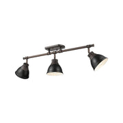 Golden - 3602-3SF RBZ-BLK - Three Light Semi-Flush Mount - Duncan - Rubbed Bronze