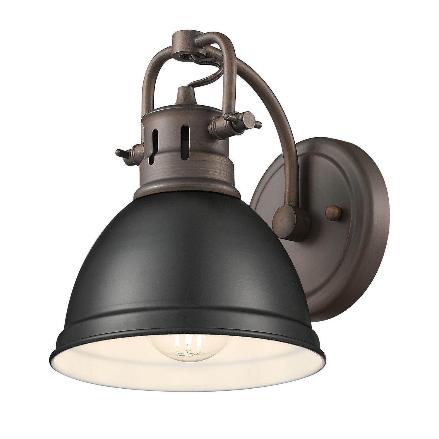 Golden - 3602-BA1 RBZ-BLK - One Light Vanity - Duncan - Rubbed Bronze
