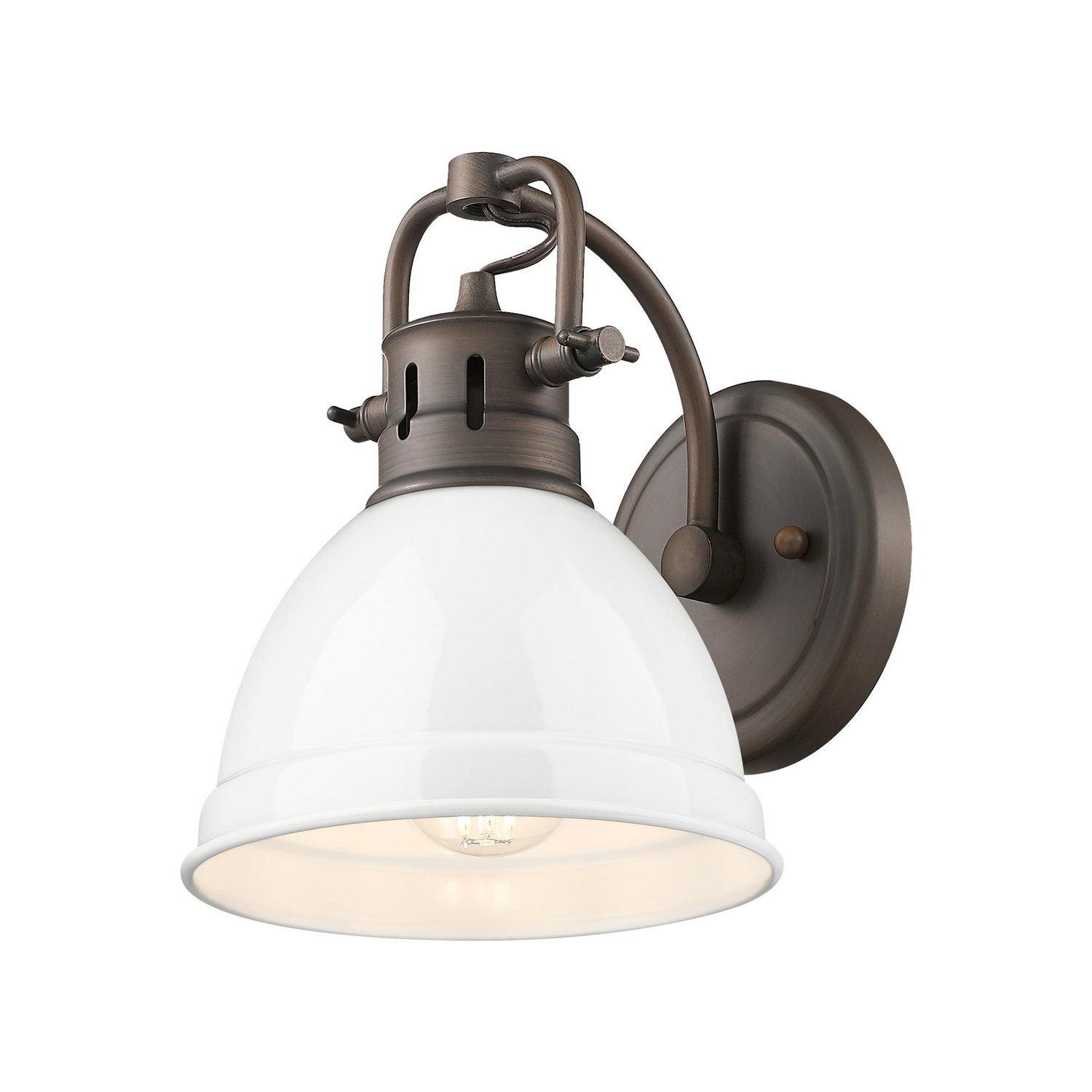 Golden - 3602-BA1 RBZ-WH - One Light Vanity - Duncan - Rubbed Bronze
